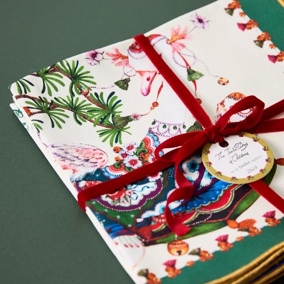 Taychamaythakool Anthropologie Twelve Days Christmas Cotton Napkin Set - Picture 5 of 5